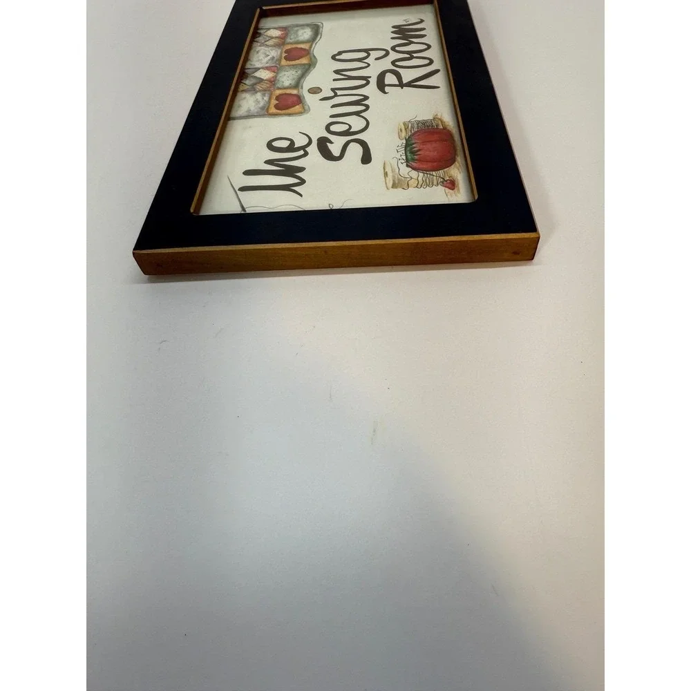The Sewing Room Framed Wall Art‎ Folk Art Quilt Tomato Pincushion Signed TAM